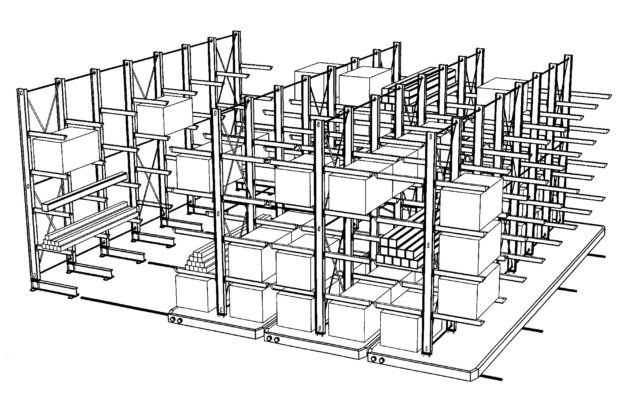 Estantes móveis Estantes cantilever